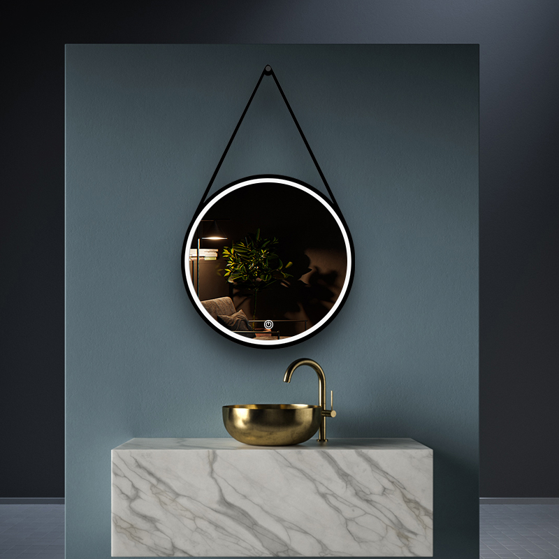 M3051-Lyon Nordic style round bathroom LED mirror with belt