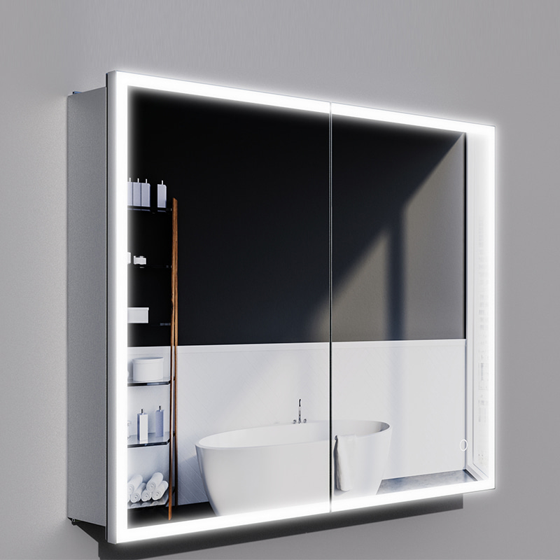 MC9015-Dana one touch button double door LED mirror cabinet