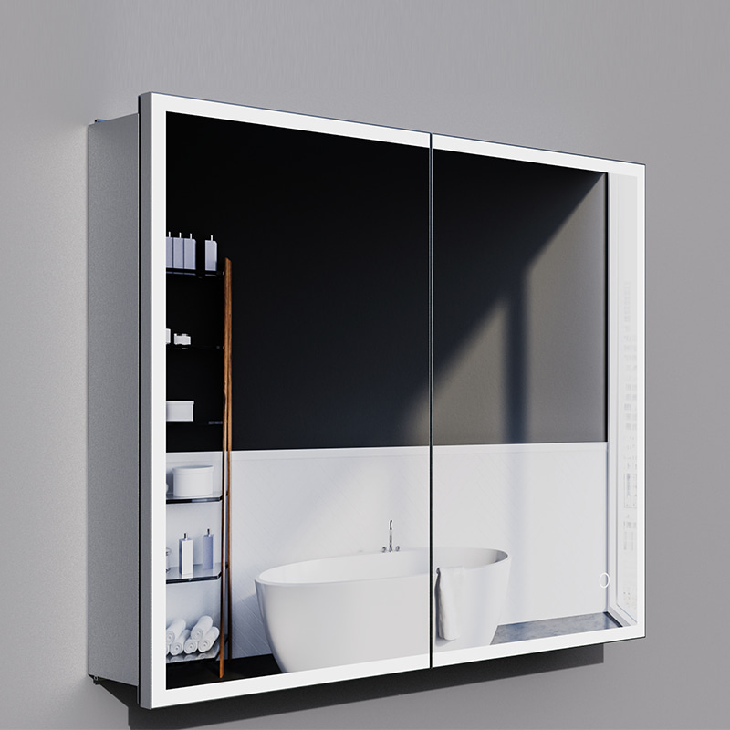 MC9015-Dana one touch button double door LED mirror cabinet