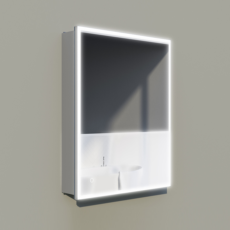 MC9015-Lynn single door LED mirror cabinet with built-in socket