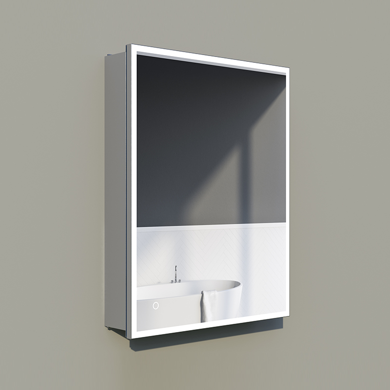 MC9015-Lynn single door LED mirror cabinet with built-in socket