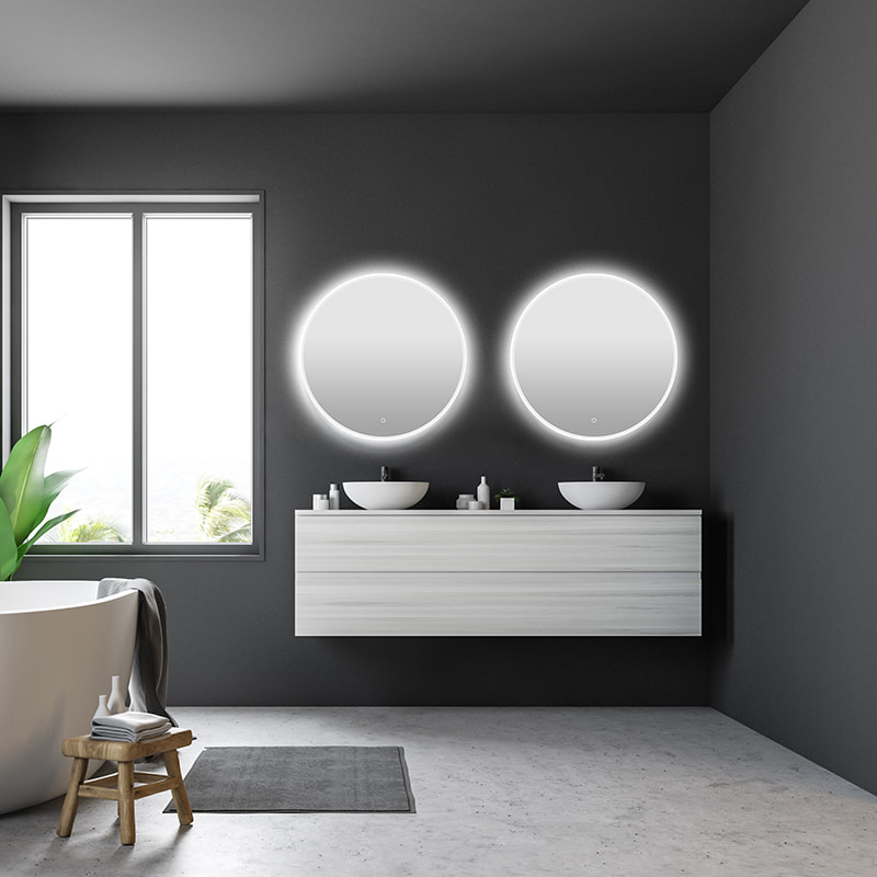 M3051-CALAIS ABS Frame  Round LED Smart Touch Control Bathroom Mirror