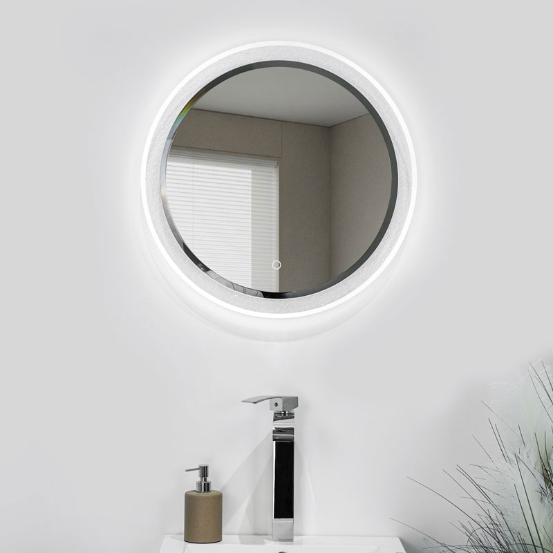 M3070-Athena Frame acrylic inlaid wire round bathroom mirror